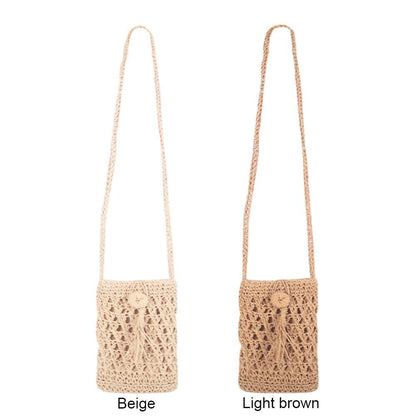 Handmade Rattan Woven Handbag Straw Knitted Messenger Bag Beach Purse 20*12 CM