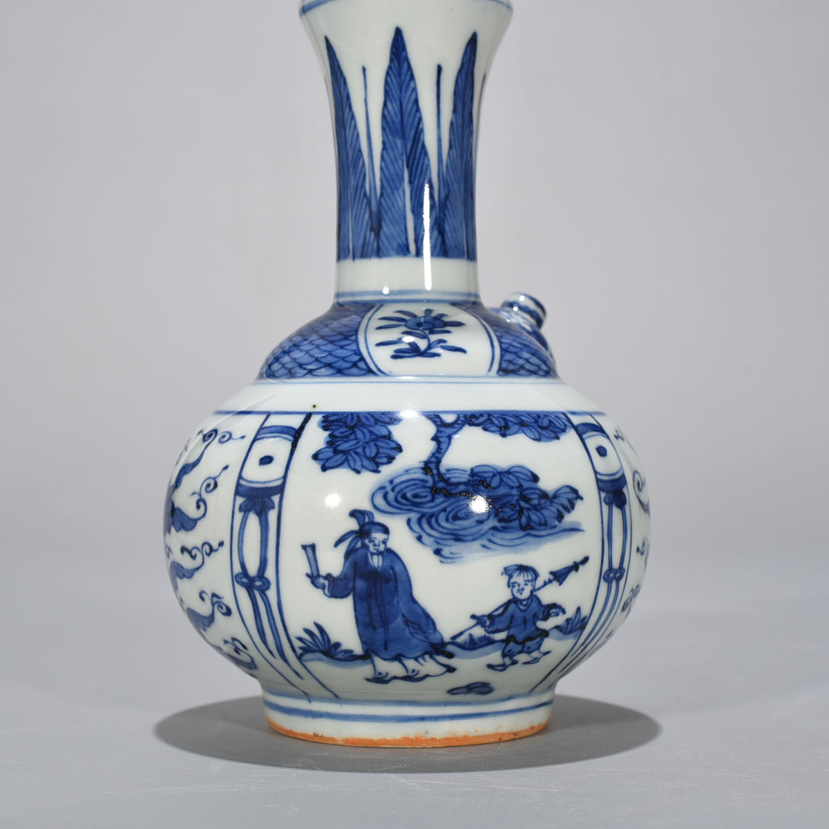 8.3" China Antique ming dynasty Porcelain wanli mark Blue white character Teapot