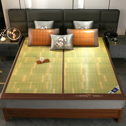 Bamboo Bed Mat Summer Accessories Folding Double Faces Rattan Queen King Size