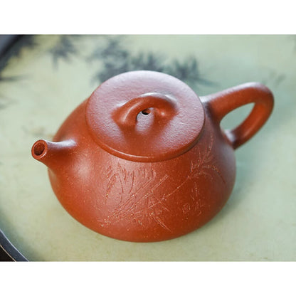 4.5" Chinese Yixing Zisha Pottery Jiangpo Clay 120CC Handmade Bamboo Teapot 石瓢壶