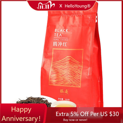 Jibian High Mountain Tengchong Dianhong Red Tea Yunnan TENG CHONG Black 168g-
