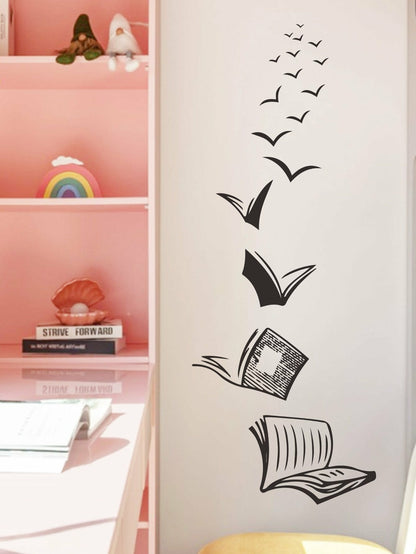 Book Print Wall Sticker Open Book Reading Art Decor Removeable Vinyl Decal