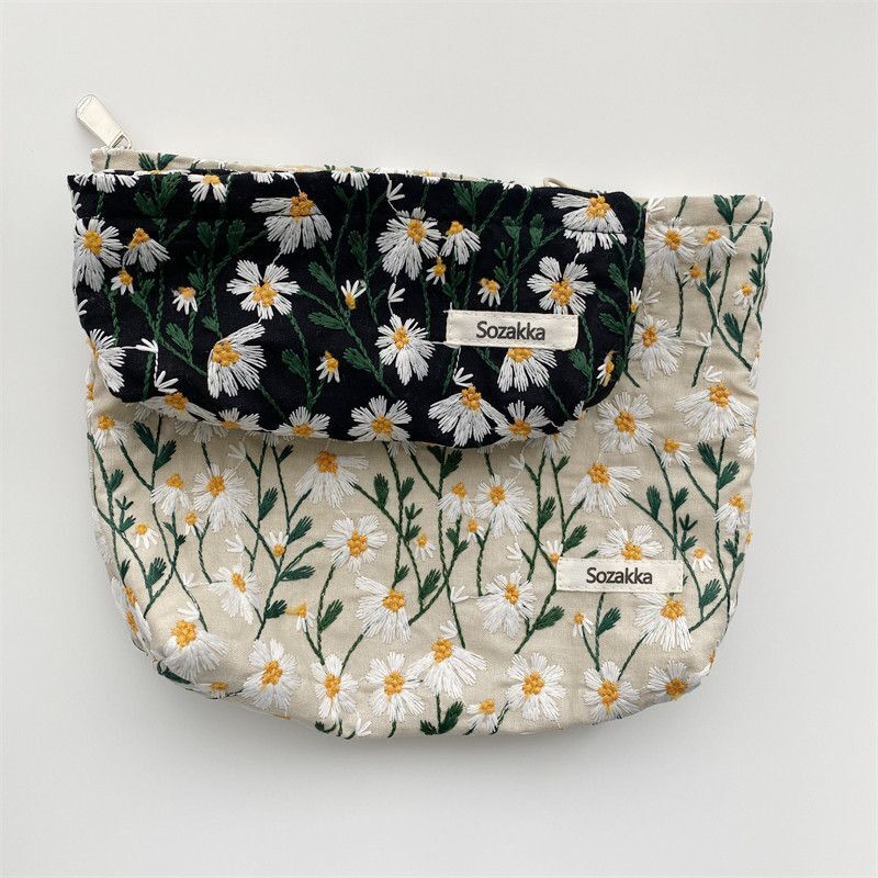 Floral Print Cosmetic Bag Pencil Case Travel Makeup Lipsticks Brushes Pouch 1 PC