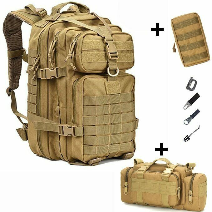50L Tactical Bag Military Army Backpack Outdoor Multifunction Hiking Rucksack