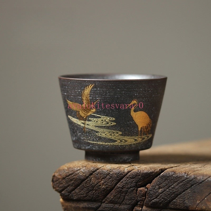 100ML Ceramic Kiln Baked Handpaintd Crane Tea Cup Master Cup Kungfu Teaware