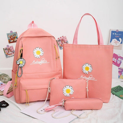 4Pcs/Set Women School Backpacks Schoolbag Teenagers Girls Student Book Bag Boys