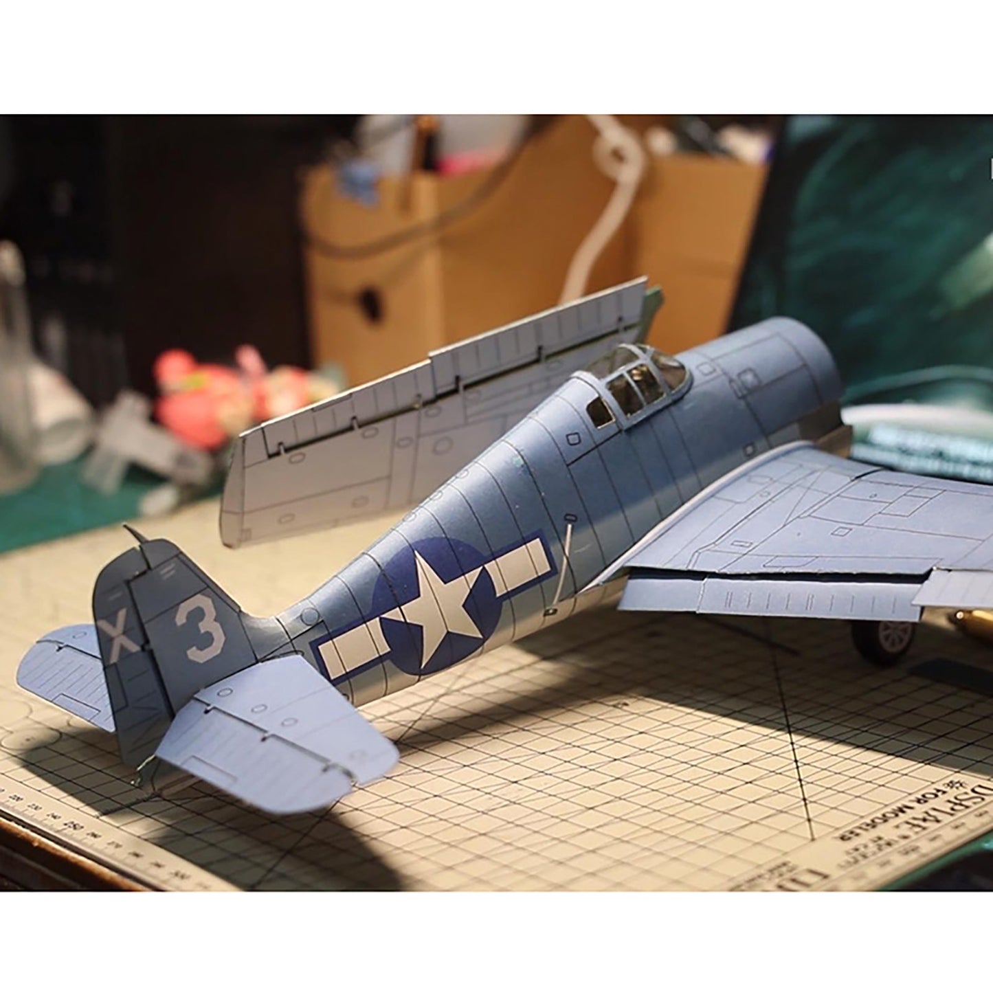 DIY 1:32 Grumman F6F-3 Hellcat Fighter Paper Model Military Plane Model DIY