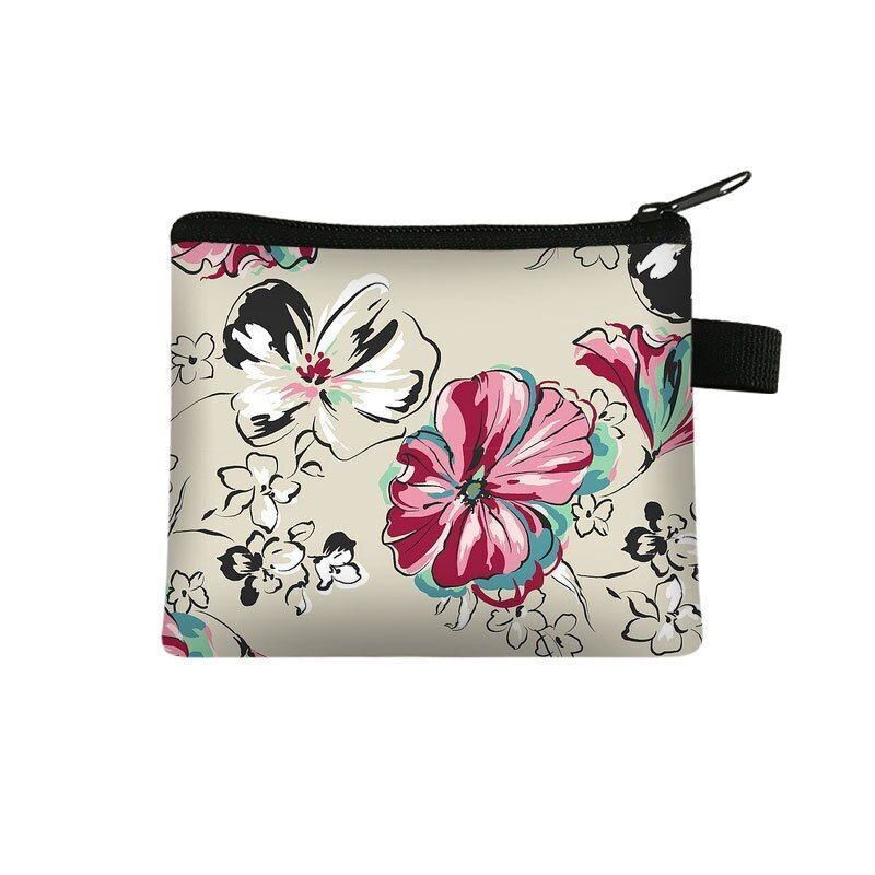 Floral Print 13.5*11 CM Cosmetic Bag Napkin Organizer Coin Card Lipstick Pouches