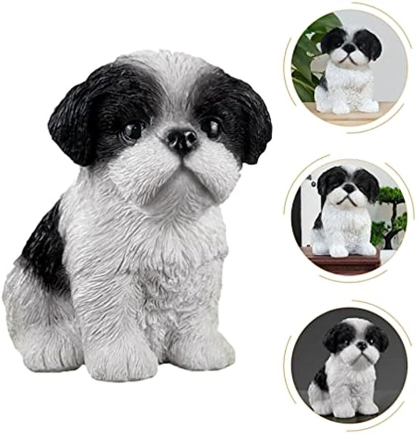 Cute Shih Tzu Puppy Dog Resin Figurine Adornment Adorable Dog Decor