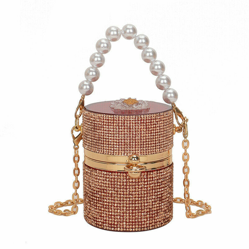 Women Crossbody Bags Metal Chain Diamond Lipstick Pouch Women Shoulder Bag