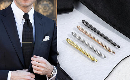 Men Tie Clip 4Pcs Set Stainless Steel Skinny Bar Gift Box Packed Wedding Jewelry