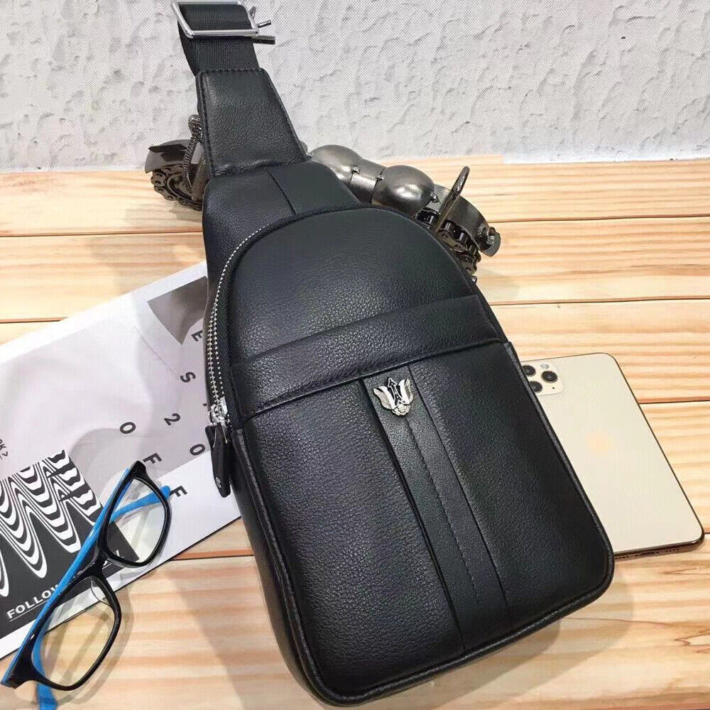 Mens Sling Backpack,100% Genuine Leather Luxury Crossbody Bag Daypack for Travel