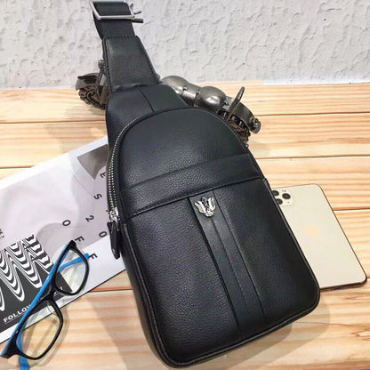 Mens Sling Backpack,100% Genuine Leather Luxury Crossbody Bag Daypack for Travel