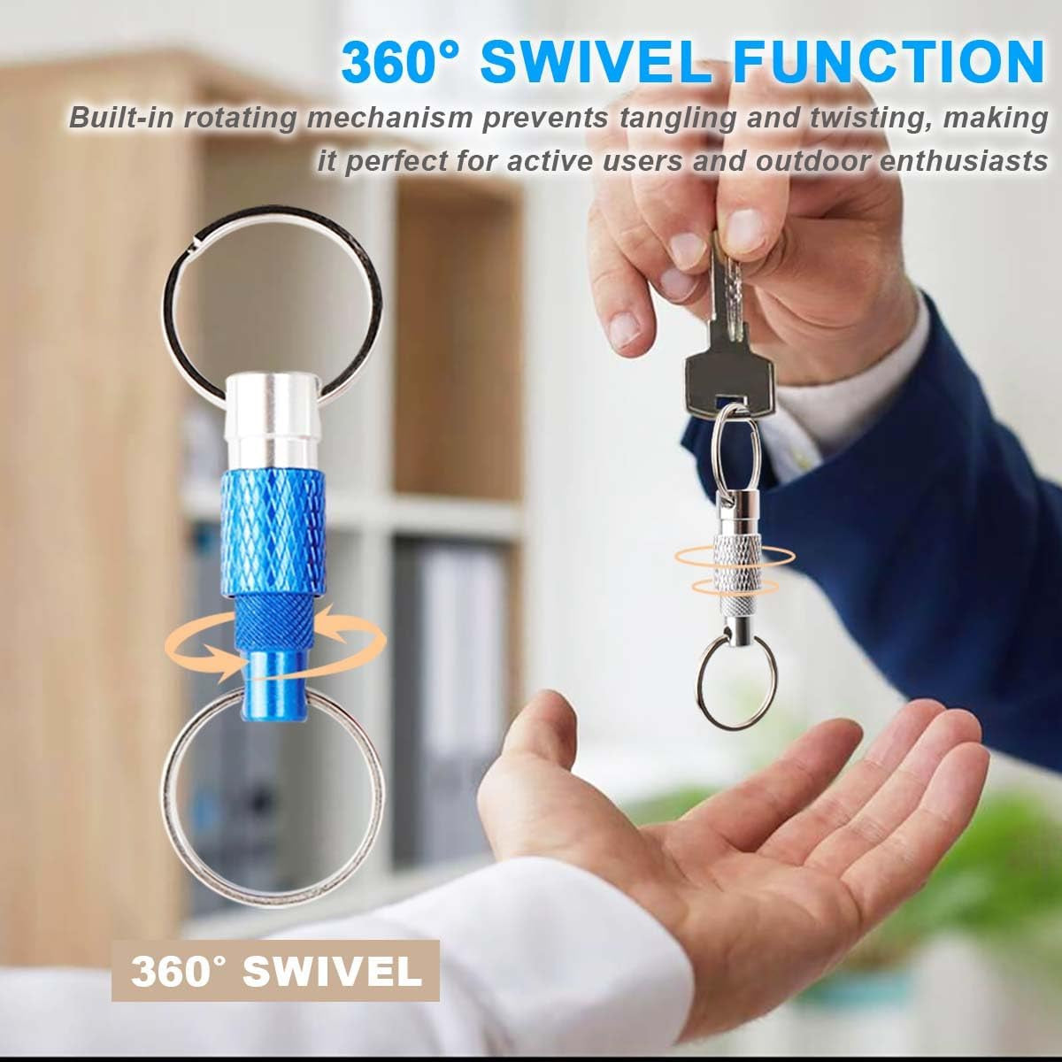 Heavy Duty Keychain Retractable Carabiner Car Key Chain with Badge Holder