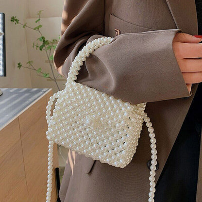 Handmade Woven Beaded Pearl Bags Women Handbags Party Bags
