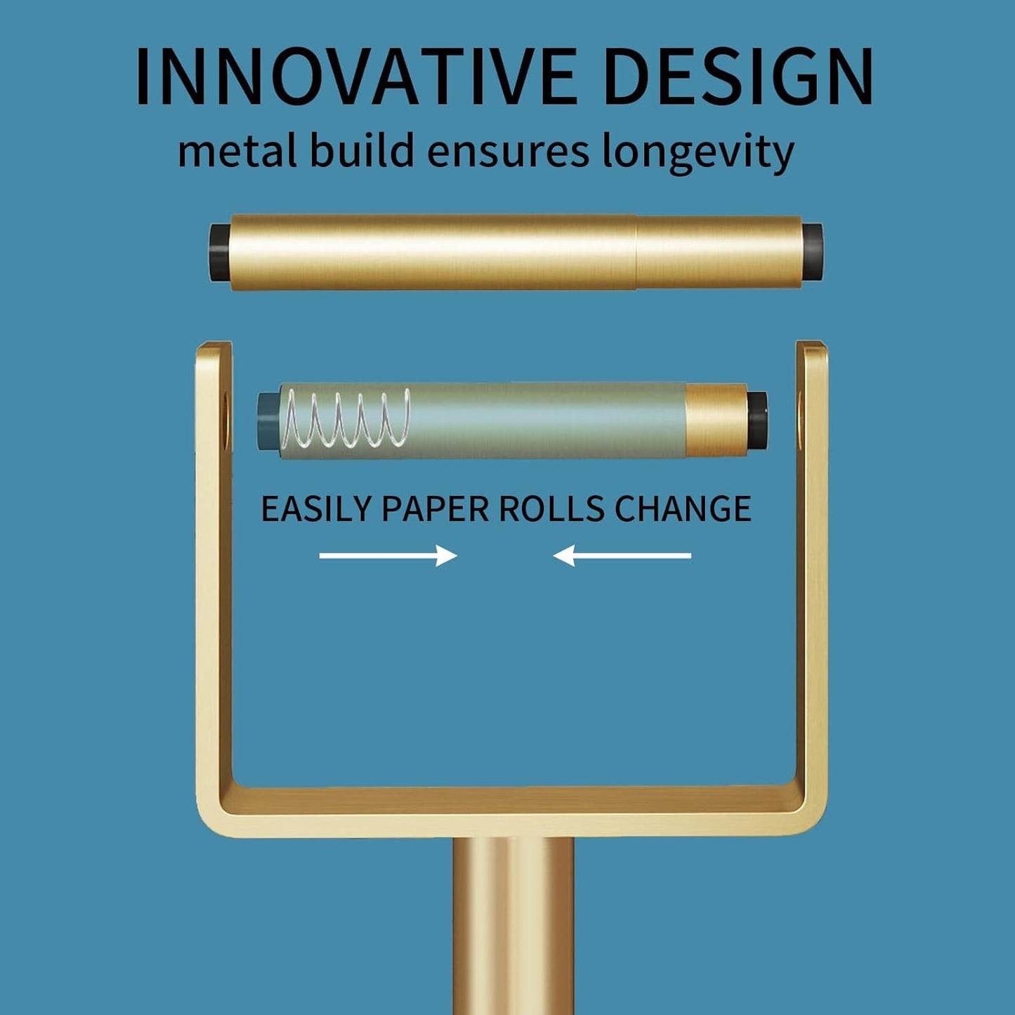 Toilet Paper Holder Free Standing, Stainless Steel Toilet Paper Stand, Weighted