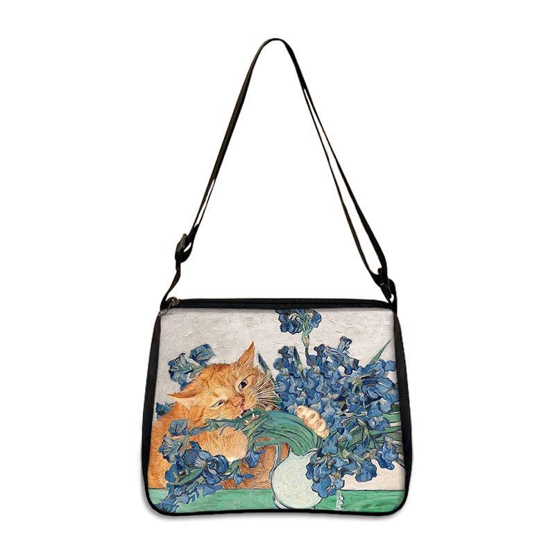 Funny Cat Cosplay Messenger Bag Handbag Canvas Underarm Shoulder Bags Crossbody