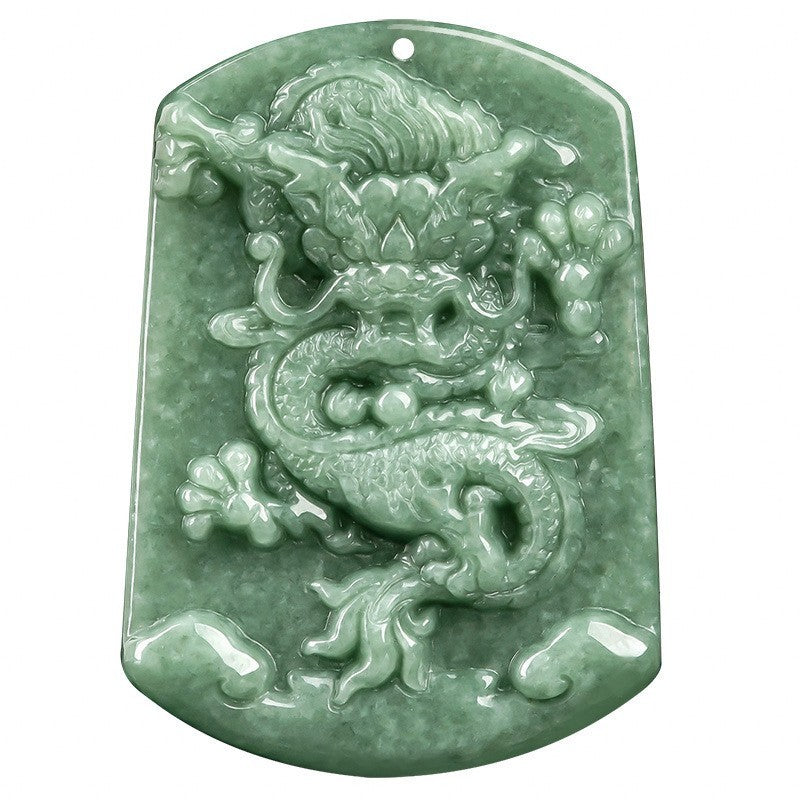 Certificate Natural Green Jade Jadeite Imperial Dragon Men Gift Beads Neckalce
