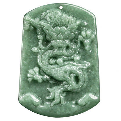 Certificate Natural Green Jade Jadeite Imperial Dragon Men Gift Beads Neckalce