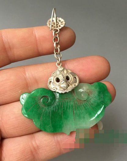 Chinese Antique Silver Inlaid Jade Earrings Chinese Jade Earrings Jewels