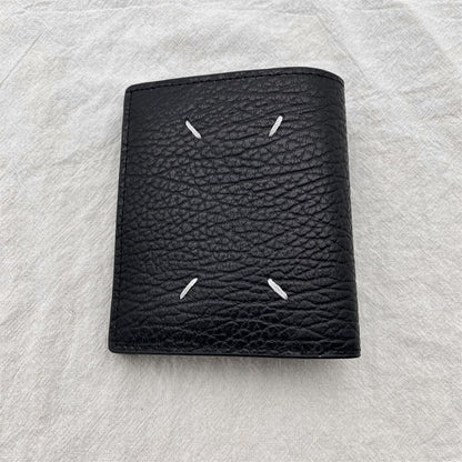Cowhide Black Wallet Fashionable Simple Genuine Leather Wallet Card Bag 11*2*9CM