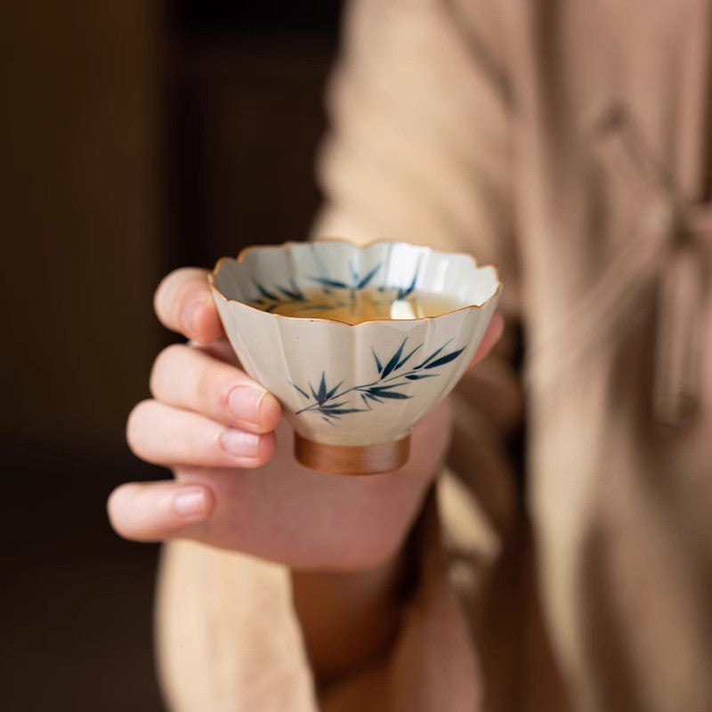 60ML Exquisite Hand-painted Wood Ash Kung Fu Tea Cup Ceramic Tea Cup Tea Set