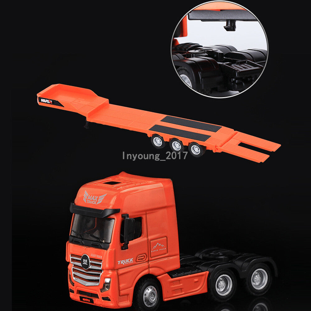 Flatbed Truck with Excavator Toys for Boys 1:50 Diecast Model Toy Car Orange