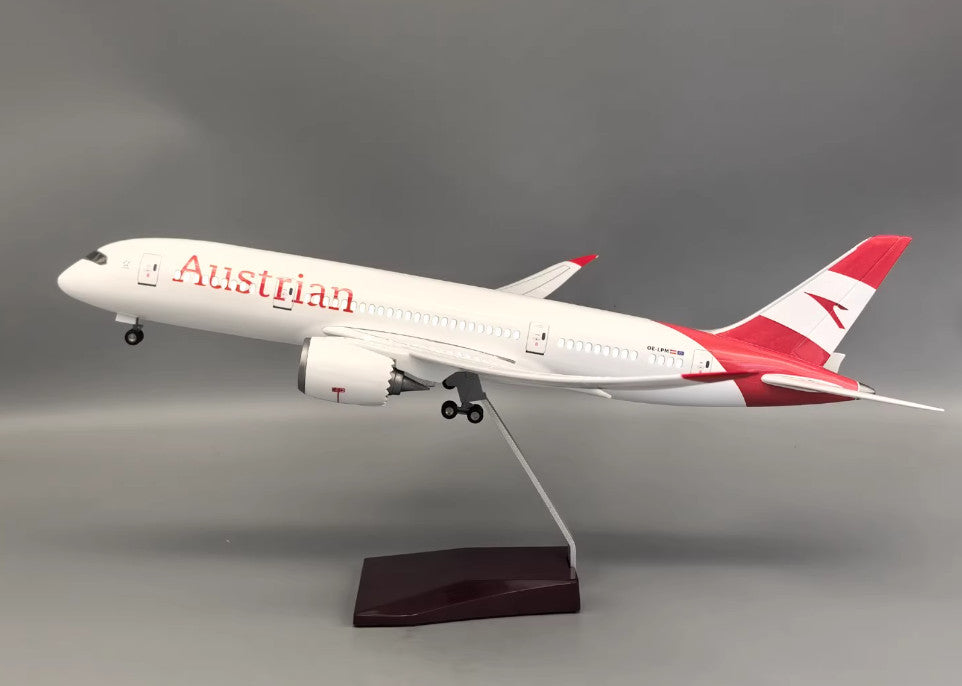 1:130 43CM Austrian BOEING 787 Airplane Led Sound-controll Light Resin Model