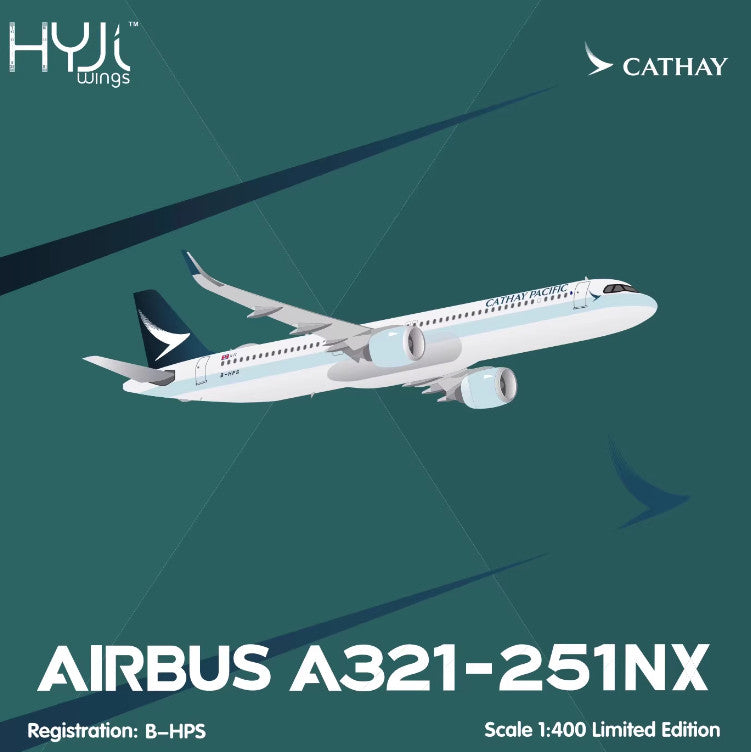 1:400 HYJLwings CATHAY PACIFIC Airbus A321neo Passenger Airplane Diecast Model