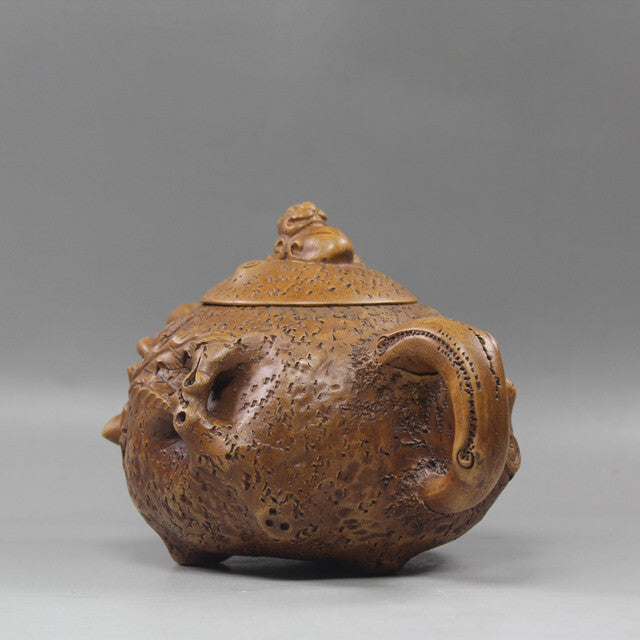 Collect China Yixing Zisha Pottery Old Duan Clay Pixiu Peach Tree Stool Teapot