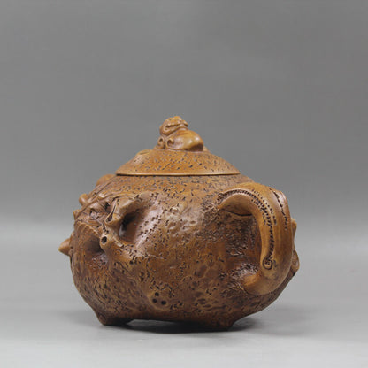 Collect China Yixing Zisha Pottery Old Duan Clay Pixiu Peach Tree Stool Teapot