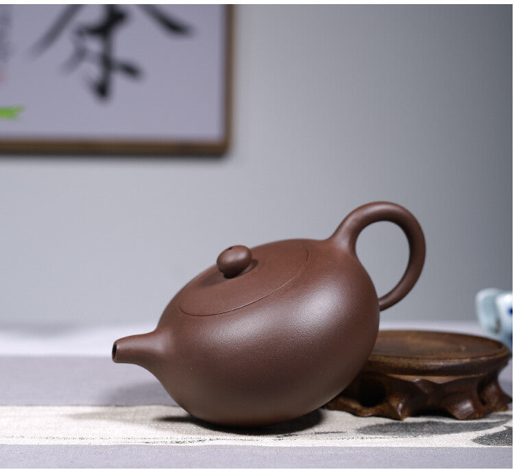Authentic Yixing Zisha Tea Pot Ball Shaped Infuser Holes Marked Purple Grit Pot