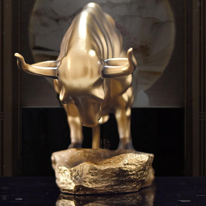Bull Figurine Cattle Statue Animal Sculpture Crafts for Desktop Living Room