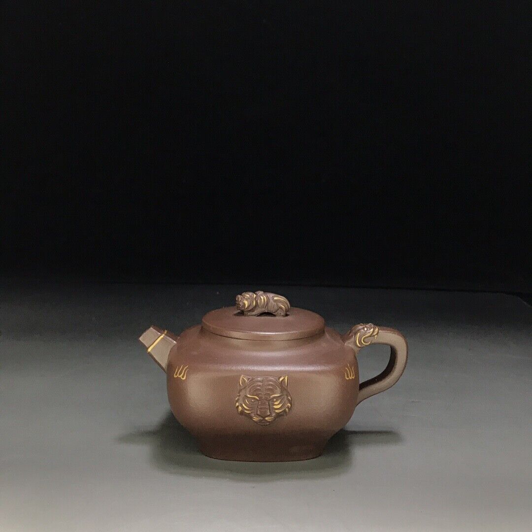vintage chinese yixing purple clay teapot zisha ceremony carving Collectible art