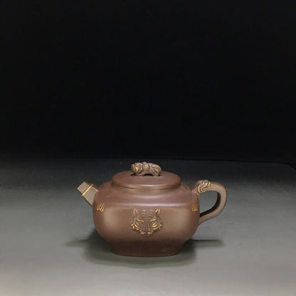 vintage chinese yixing purple clay teapot zisha ceremony carving Collectible art