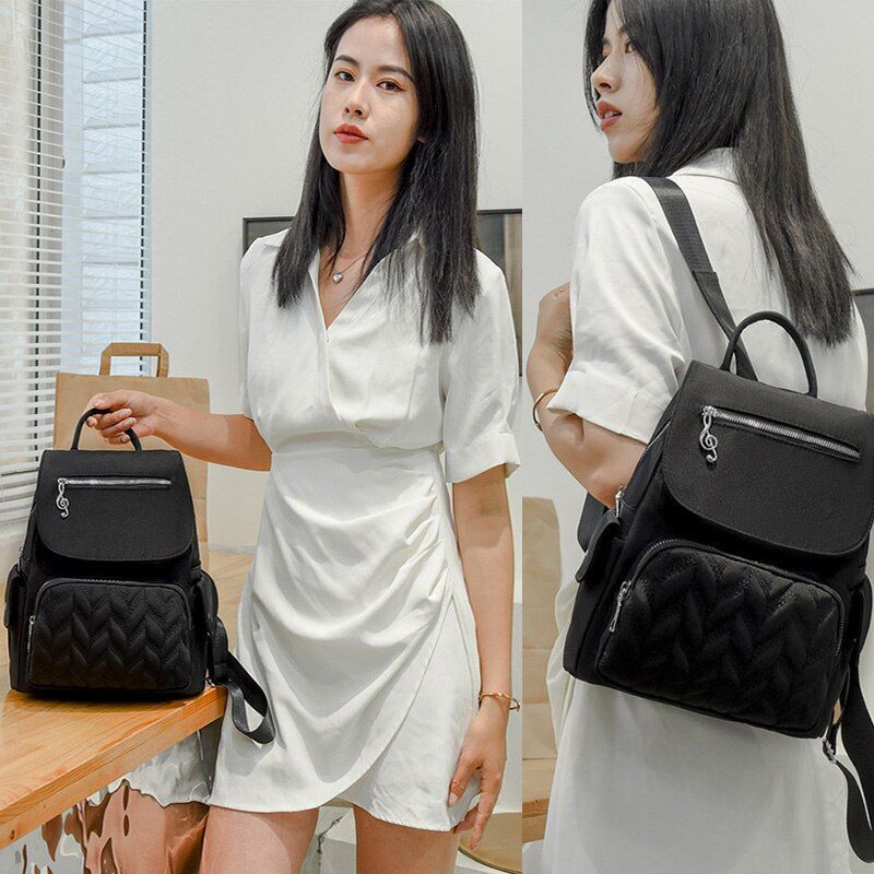 Waterproof Backpack Women Bag Fashion Travel Backpack Solid Shoulder Polyester