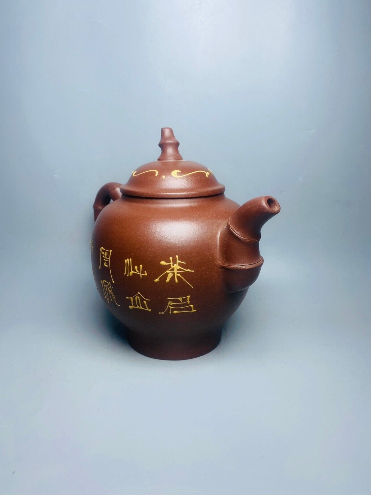 Chinese Yixing Zisha Clay Handmade Exquisite Teapot （泥绘竹节 底款：顾景舟）