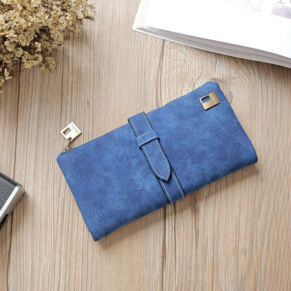 Women's Wallets Leather Billfold Handbag Clamps Cash Clip Female Coin Purse Card