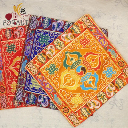 Buddhist silk brocade red eight auspicious symbols table altar cloth -