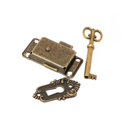 Vintage Iron Alloy Cabinet Door Lock Kit with Key Antique Drawer Wardrobe Lock b