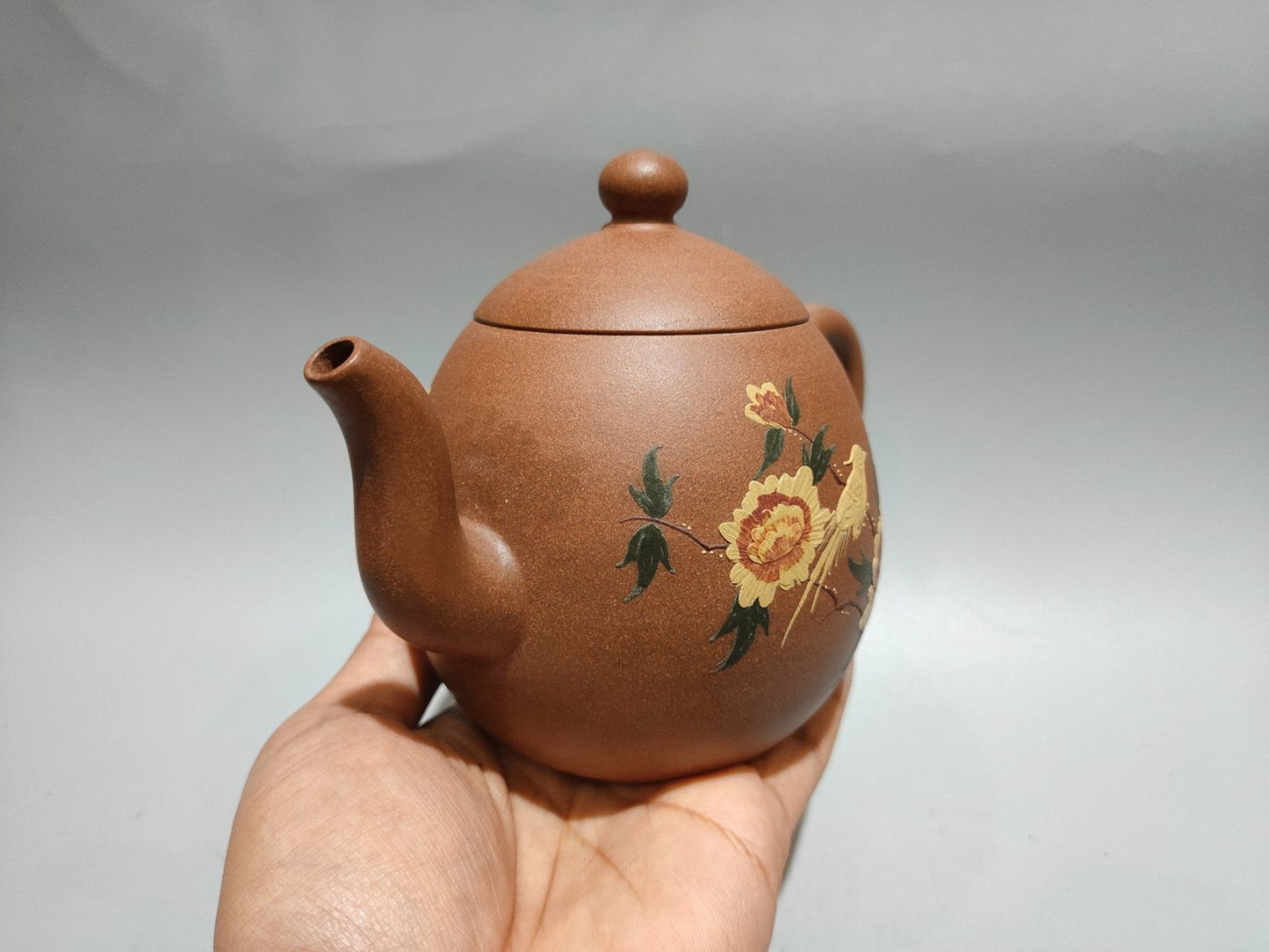 Chinese Yixing Zisha Clay Handmade Exquisite Flowers&Birds Teapot 31318