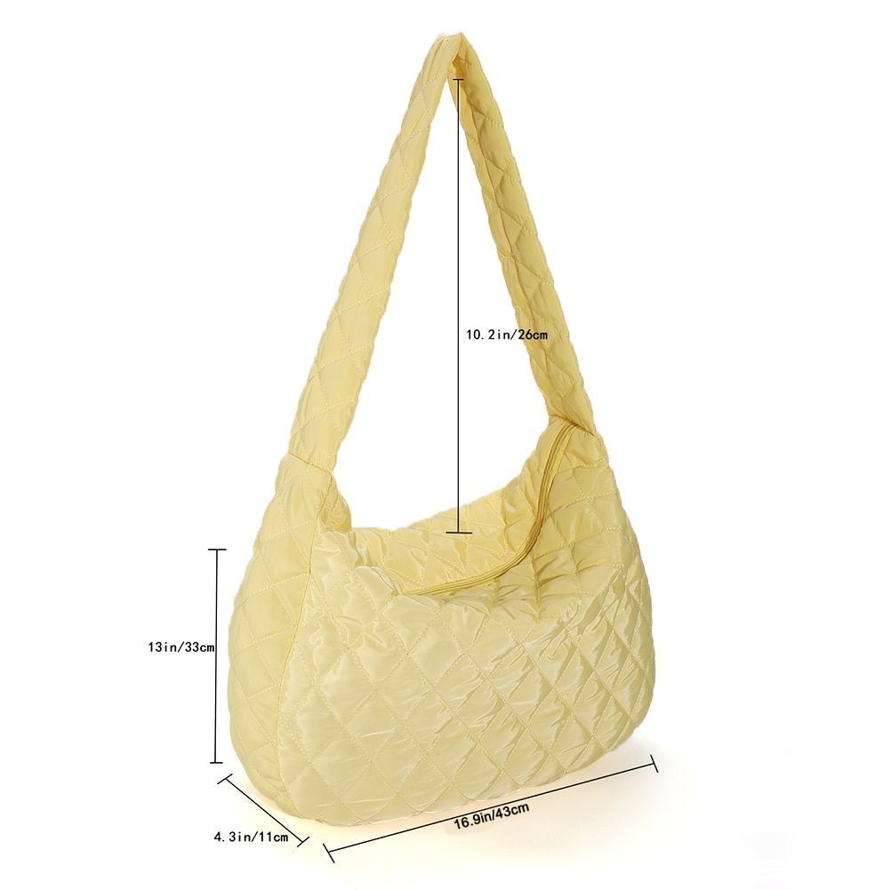 Lattice Pattern Shoulder Bag Cotton Handbag Large Capacity Purse Feather Padded