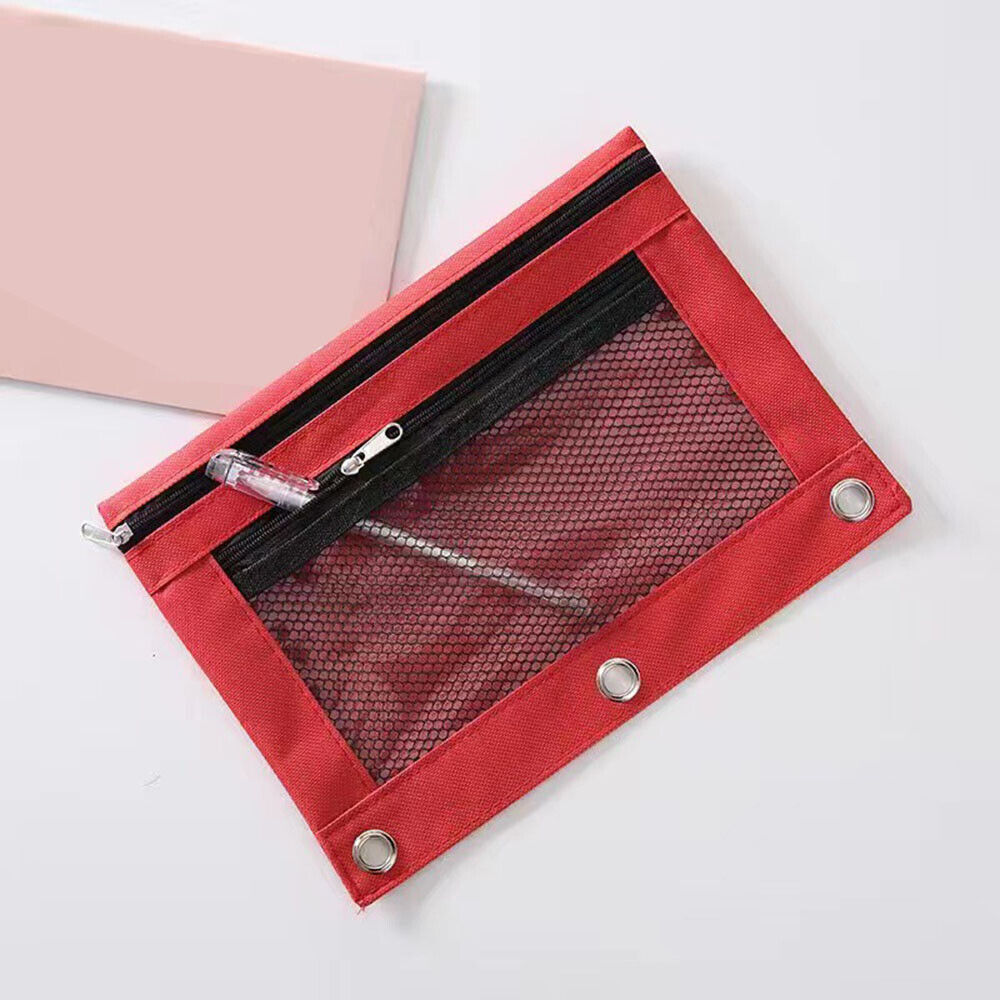 Mesh Pencil Pen Case Zipper Travel Pouch Cosmetic Bag Storage Stationery ಇ