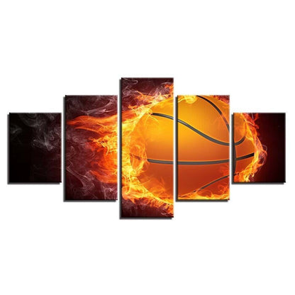 Abstract Fire Basketball Canvas Prints Painting Wall Art Home Decor Picture 5PCS