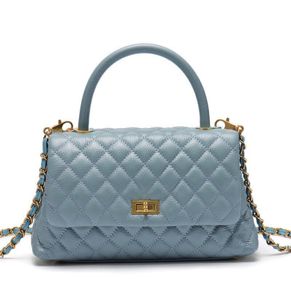 20/26/28 Quilted Real Leather Flap Purse Tote Shoulder Bag Handbag w/ Chains