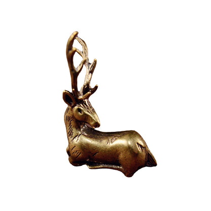 Brass Deer Statue Fawn Figurine Home Desktop Decor Gift Tea Pet Ornaments
