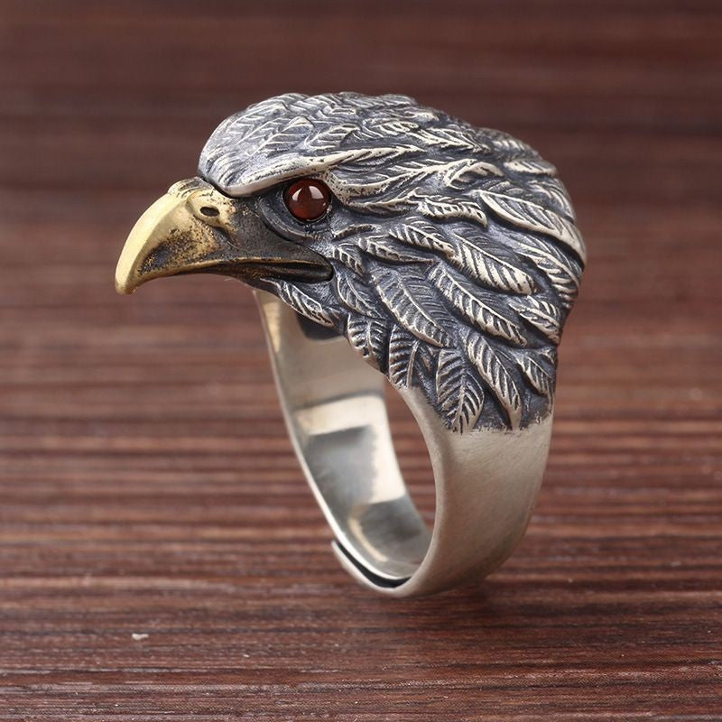 Vintage Eagle Ring Adjustable Open Finger Ring Retro Hawk Jewelry