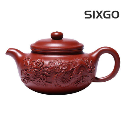 China Yixing Zisha Pottery Clovershrub Clay Handmade 250cc Dragon Grain Teapot