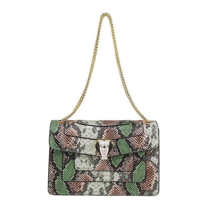 Snake Print Leather Shoulder Bag Handbag Crossbody Bags Square Purse 27*18*7 CM