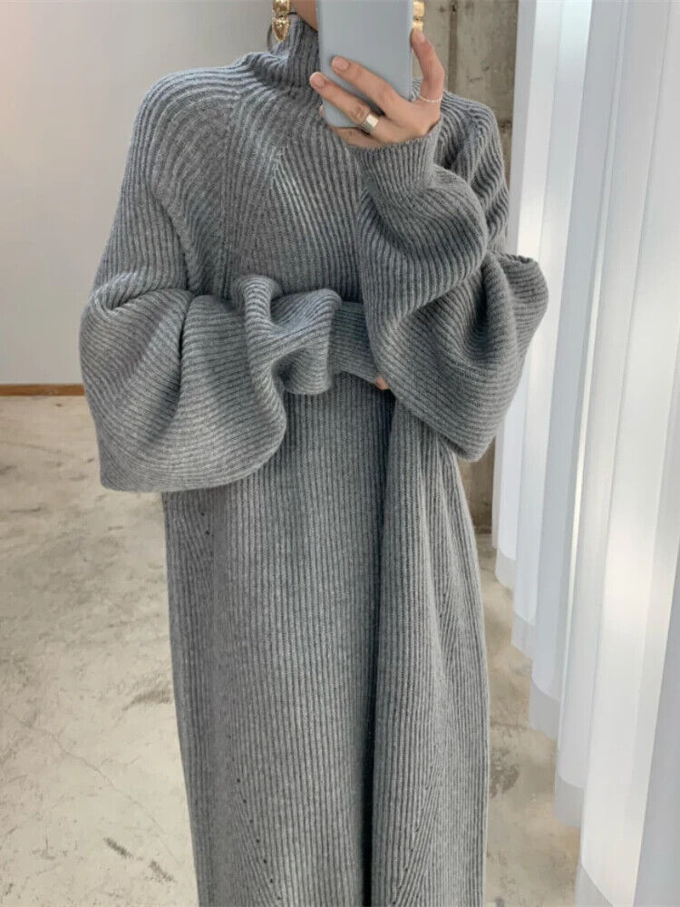 Women Dress Sweater Women Dress Thick Winter Dresses Turtleneck Black
